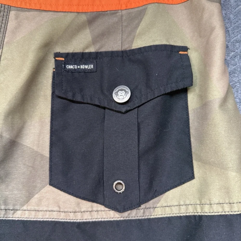 Howler Brothers x Chaco Board Shorts Size 32 Geometric Camo Trunks Surf‎ Swim